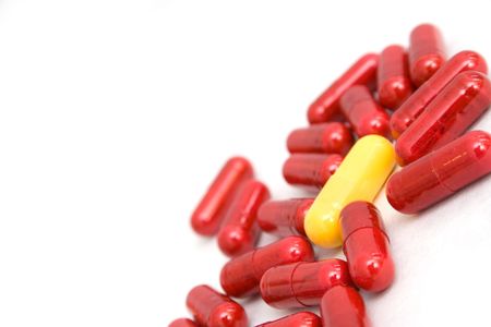 Group of capsules on white backgroundの写真素材