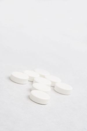 Closeup of an arrow made of tabletsの写真素材