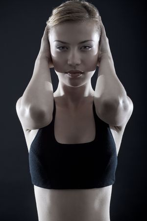 Dynamic image of a beautiful woman shot in studioの写真素材