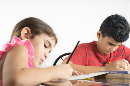 Two kids studyingの写真素材