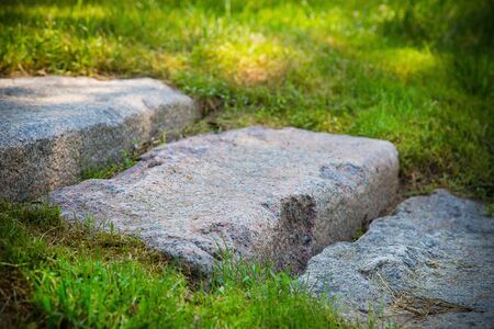Stone steps close-up of gray in the Park .Texture or backgroundの写真素材