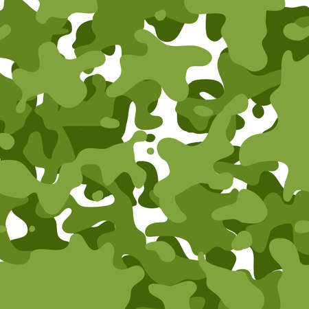 Camouflage background with green spots on a white backgroundの写真素材
