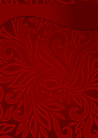 A postcard with a floral pattern on redの写真素材