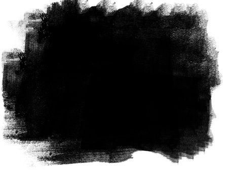 A spot of black paint with uneven edges on whiteの写真素材