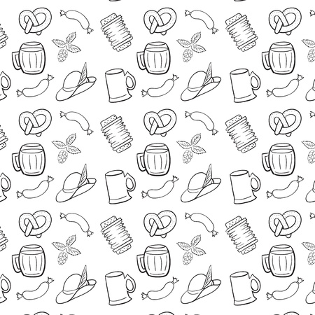Black and White Octoberfest Seamless Background. のイラスト素材