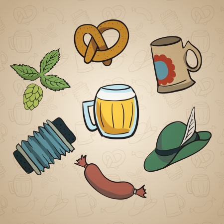 Octoberfest Cartoon Elements. のイラスト素材