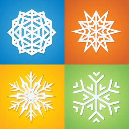 Paper Snowflakes on Colorful Background のイラスト素材