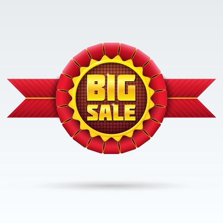 Red Sale Badge With Shadow on White Background  のイラスト素材