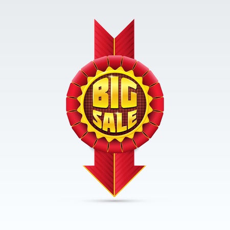Red Sale Badge With Shadow on White Background  のイラスト素材