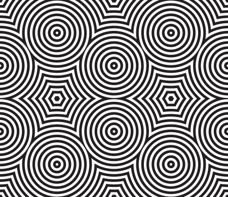 Black and White Psychedelic Circular Textile Pattern. Vector Illustration.のイラスト素材