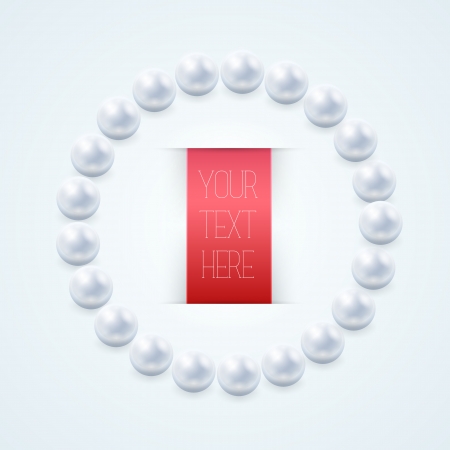 Pearl necklace with red label on light background  Vector Illustration のイラスト素材