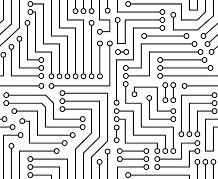 Black and White Printed Circuit Board Seamless  with Pattern in Swatchesのイラスト素材