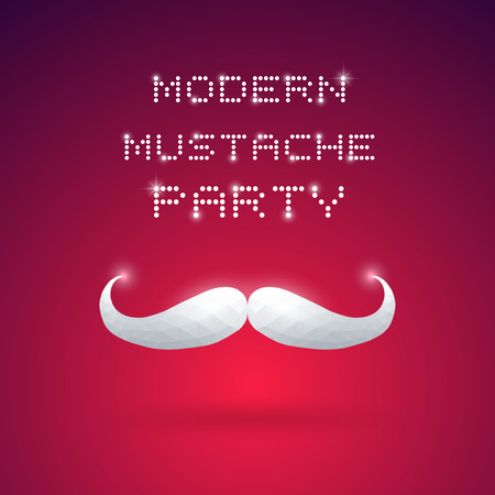 Shining Mustache with Shadow in Triangular Style - Invitation Card on Partyのイラスト素材