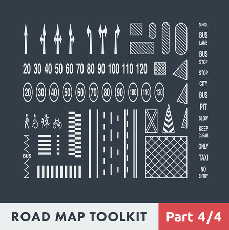 Road Map Toolkit. Part 4 of 4: Basic Elements of Road Marking.のイラスト素材