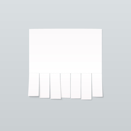 Blank sheet of paper advertising with cut slips on light gray backgroundのイラスト素材