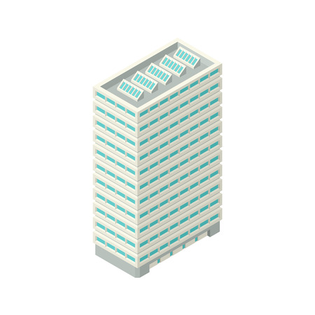 High-Rise Building - Detailed Illustration in Isometric Projection Isolated on White Backgroundのイラスト素材