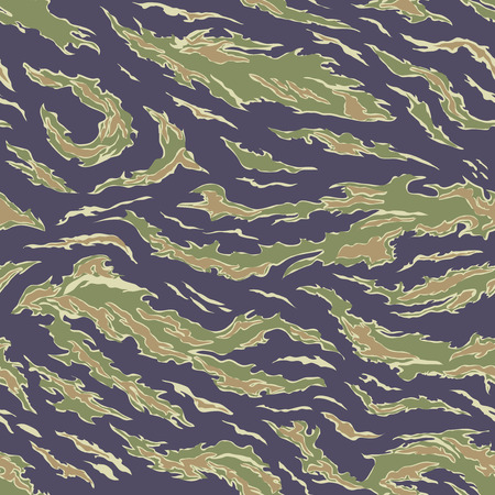 Military Camouflage Textile Seamless: USA, 1964-1975, Tiger Stripe Uniform - South Vietnam - Vector Illustration with Pattern in Swatches Panelのイラスト素材