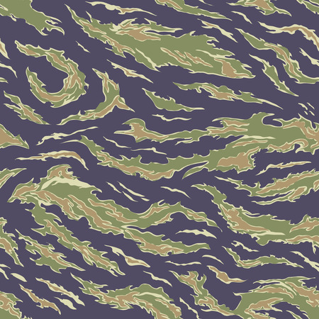 Military Camouflage Textile Seamless: USA, 1964-1975, Tiger Stripe Uniform - South Vietnam - Vector Illustration with Pattern in Swatches Panel