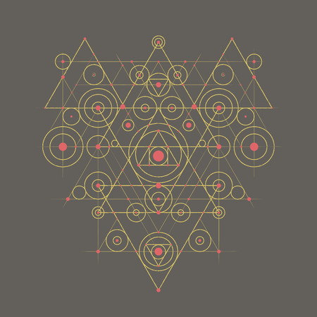 Gold Abstract Geometrical Composition on Brown Background - Vector Illustrationのイラスト素材