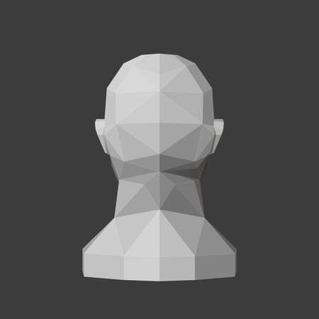 Partitioning of a man's head on a plane of shading for artists. 
Back view of face blockout . Vector illustration.のイラスト素材