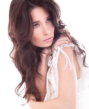 Close up portrait of  young beautiful womanの写真素材