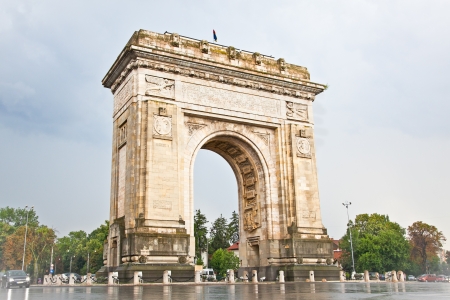 Triumph Arch - landmark in Bucharest, Romania の写真素材