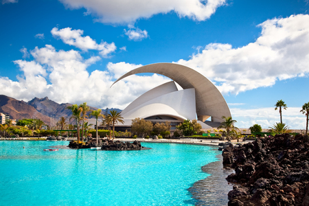 TENERIFE, SPAIN - SEPTEMBER 16: Auditorio de Tenerife on September 16, 2011.Designed by architect Santiago Calatrava Valls become an architectural symbol of city Santa Cruz de Tenerife. のeditorial素材