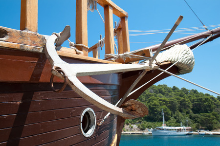 Anchor, detail of the old sailing boat , Croatiaの写真素材