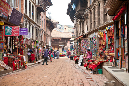 BHAKTAPUR, NEPAL-MAY 20: The present appearance of city street Bhaktapur on May 20, 2013,Kathmandu valey, Nepal. It is one of the three royal cities in the Kathmandu, a very popular spot for tourists.のeditorial素材