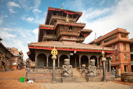 One of many temples in Bhaktapur, Kathmandu Valley, Nepal.の写真素材