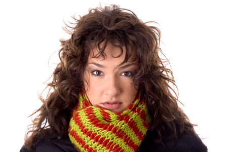 Baautiful brunette with shawlの写真素材