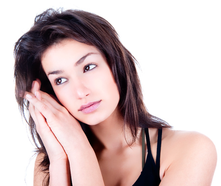 erotic brunette woman portrait,studio shotの写真素材