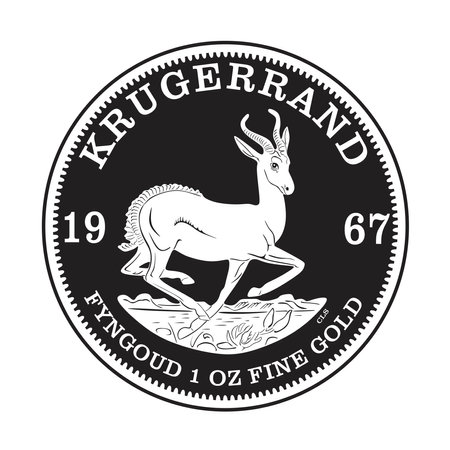 krugerrand gold coin south africa handmade silhouetteのイラスト素材