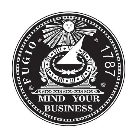 american firs american coin 1787 fugio restored black design handmade silhouette black design laser cutのイラスト素材