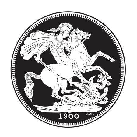sovereign gold coin handmade design vectorのイラスト素材