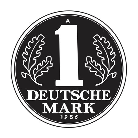 german one mark coin year 1956 handmade silhouetteのイラスト素材
