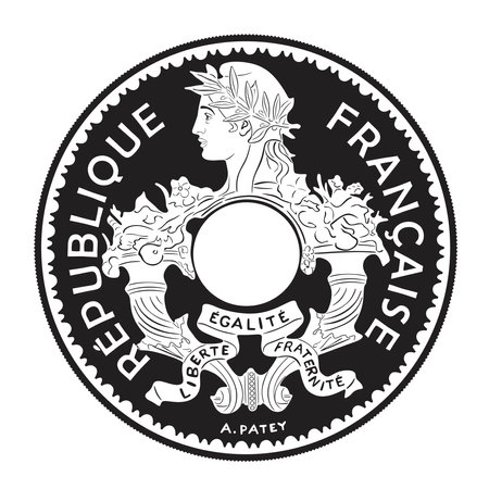 indochine 5 franc coin black design handmade silhouetteのイラスト素材