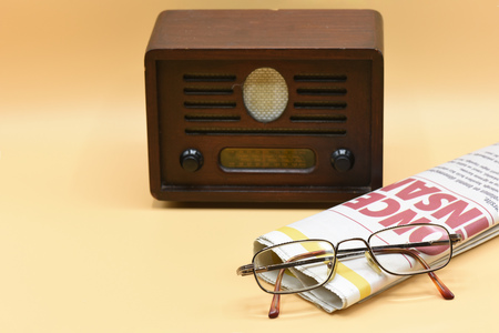 Radio on pastel floorの写真素材