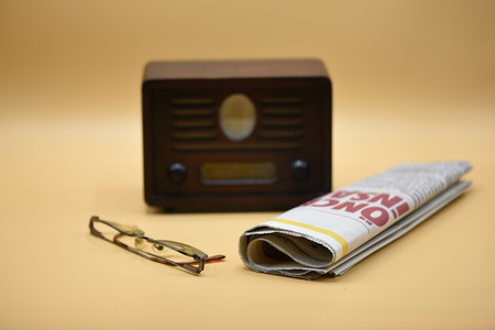 Radio on pastel floorの写真素材