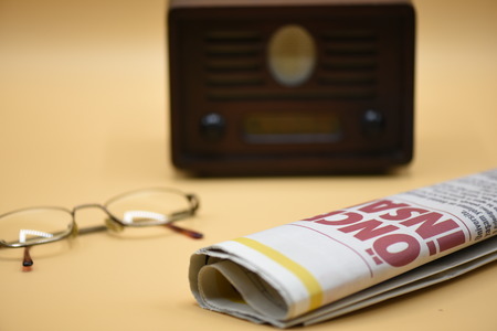 Radio on pastel floorの写真素材