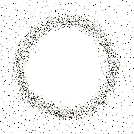 Black and white particles vector background. Abstract dots in circle shape. Copy space for text or image. Graphic template for design.のイラスト素材