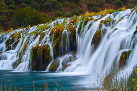 Waterfalls and crystalline waterfalls, Huancaya Peru.の写真素材