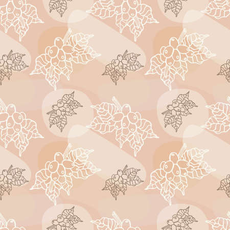Seamless pattern of hand drawn coffee branch and flowers, for wrapping paper, wallpaper, fabric pattern, backdrop, print, gift wrap, cover of notebook, envelopeGBのイラスト素材