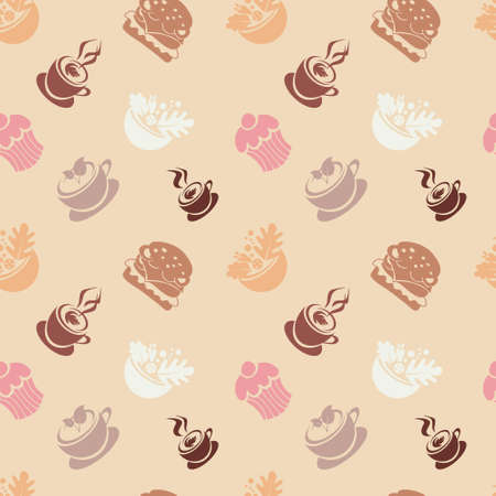 Seamless pattern of meal icons, fast food and coffee print, for wrapping paper, wallpaper, fabric pattern, backdrop, gift wrap, cover of notebook, envelopeのイラスト素材