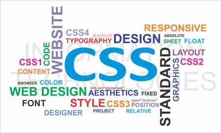 A word cloud of css related items