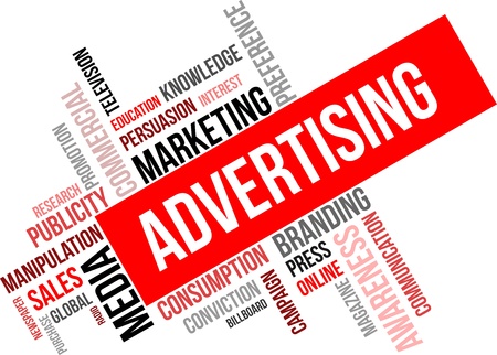 A word cloud of advertising related items