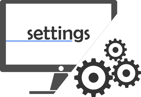 An illustration showing monitor settings with a cogwheelのイラスト素材