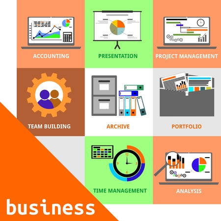 An illustration showing a set of business itemsのイラスト素材