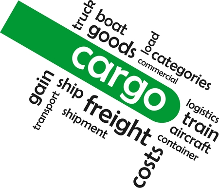 A word cloud of cargo related itemsのイラスト素材