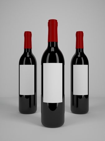 Three wine bottles mock-upの写真素材